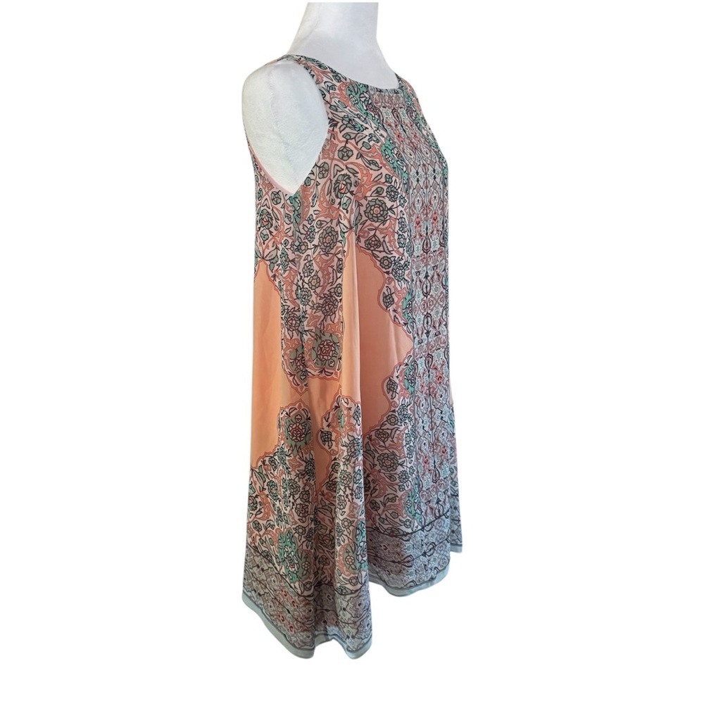 Max Studio Scarf Print Sleeveless Shift Dress XS Lined Chiffon - Picture 4 of 10